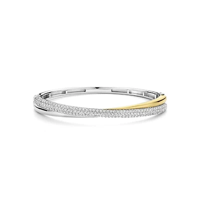 Crossover Two Tone Bangle Bracelet