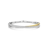 Crossover Two Tone Bangle Bracelet