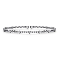 Diamond Dots White Gold Beaded Bangle Bracelet