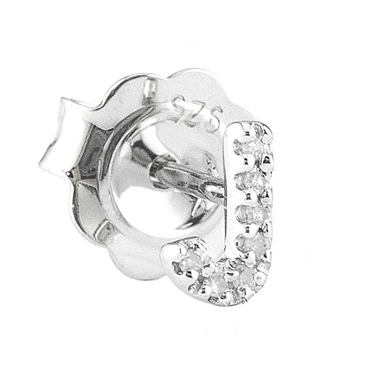 Diamond Initial Silver Stud Earrings
