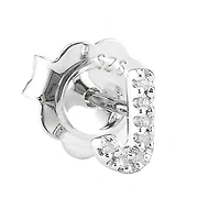 Diamond Initial Silver Stud Earrings