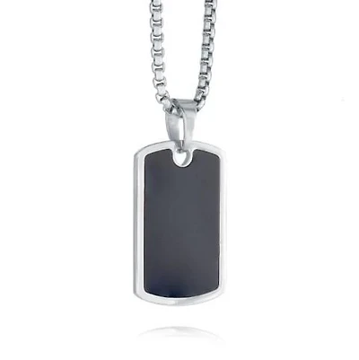 Steel and Black Dogtag Necklace