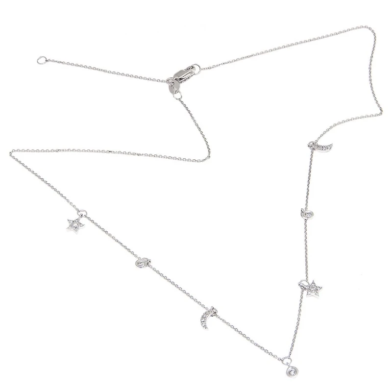 Moon and Stars Dangle Diamonds Necklace