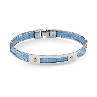 Baby Blue Cord Cable Steel Bracelet