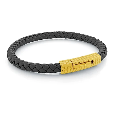 Gold Steel octagon Cage Leather Bracelet