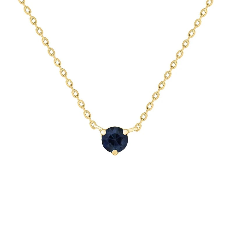 Blue Sapphire Solitaire Prong Set Necklace