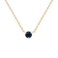 Blue Sapphire Solitaire Prong Set Necklace