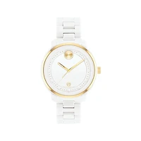 Bold Verso 39MM White Ceramic Watch