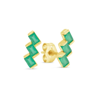 Sideways Emeralds Stud Earrings