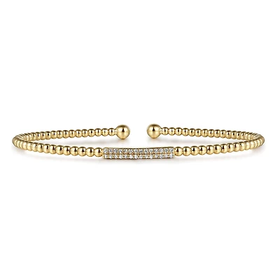 Diamond Bar Yellow Gold Bangle Bracelet