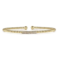Diamond Bar Yellow Gold Bangle Bracelet