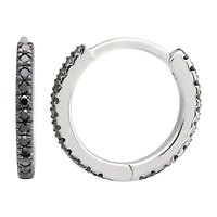 11MM Diamond White Gold Huggie Earrings