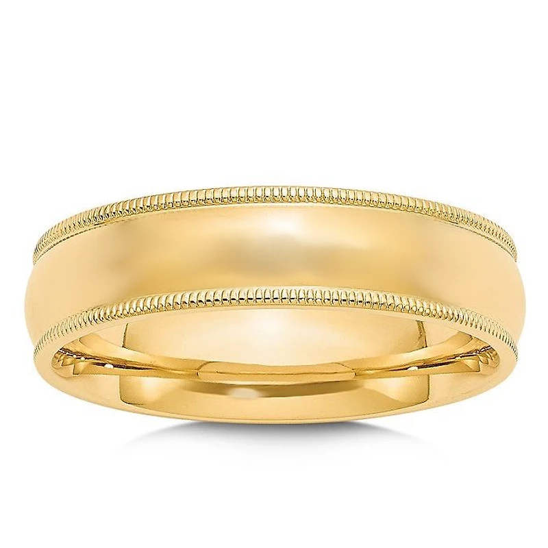 6mm Milgrain Brushed Wedding Band