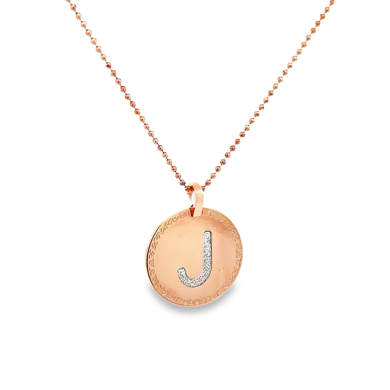 Rose Plated Glam Film 25MM Initial Pendant