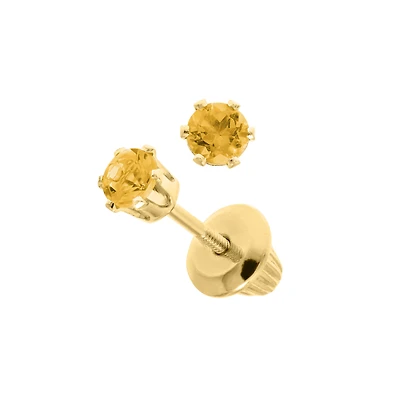Birthstone Gemstone Kids Stud Earrings - November