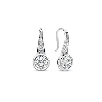 Brilliant Bezel Solitaire Silver Earrings