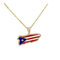 Puerto Rico Island Map Flag 34MM Pendant