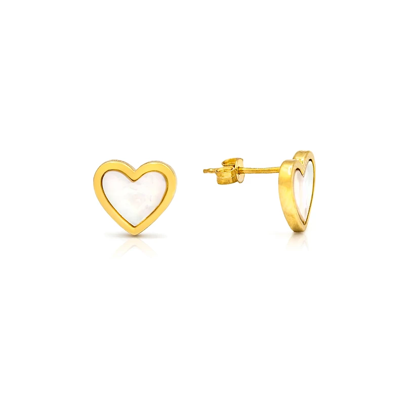 Mother Pearl Heart Stud Earrings