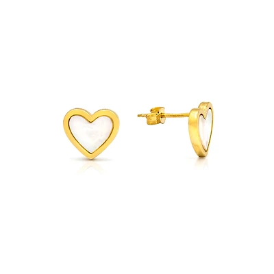 Mother Pearl Heart Stud Earrings