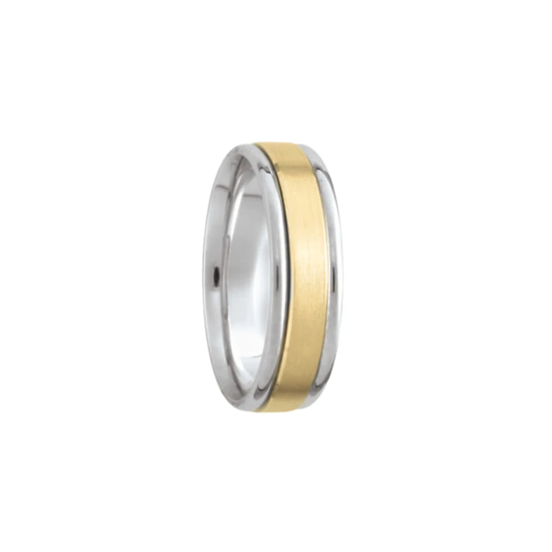 6MM Two Tone Brushed Center Wedding Band