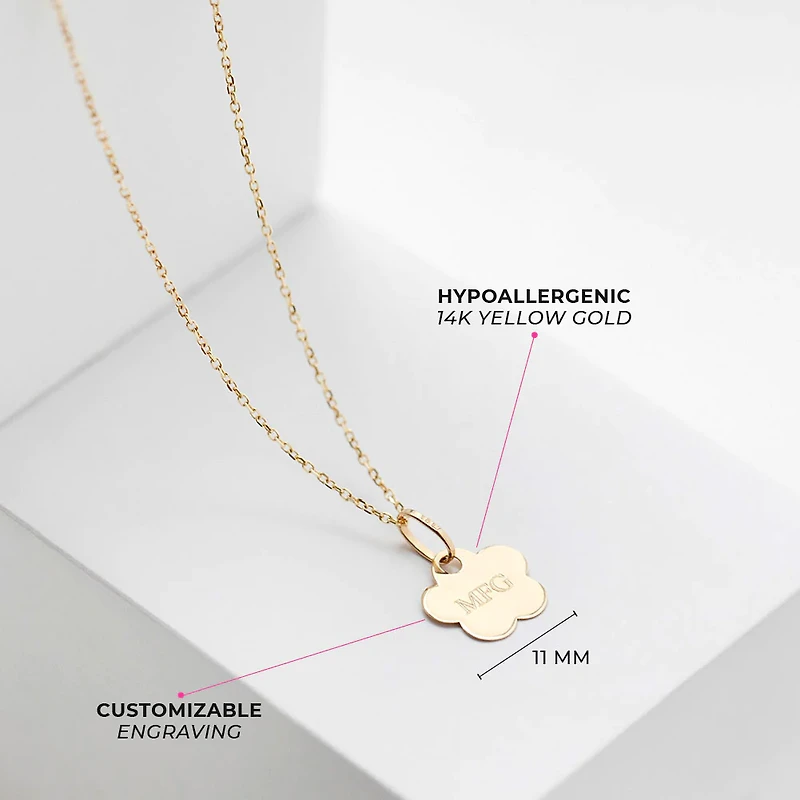 Flower Engravable Kids Necklace