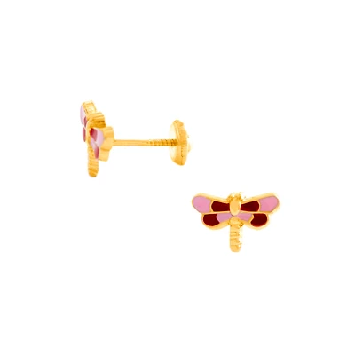 Dragonfly Purple Tones Stud Earrings