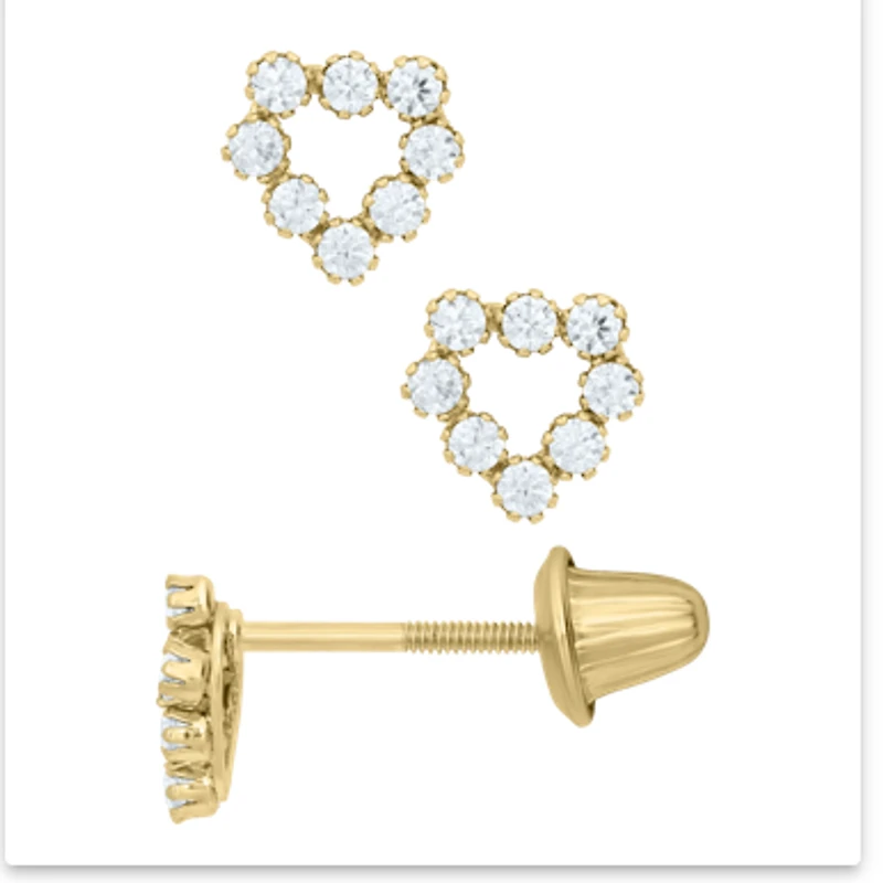 Zirconia Heart Kids Stud Earrings