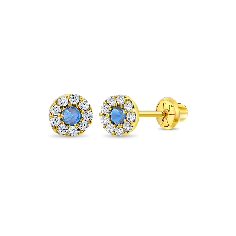 Kids Blue Pave Burst Stud Earrings