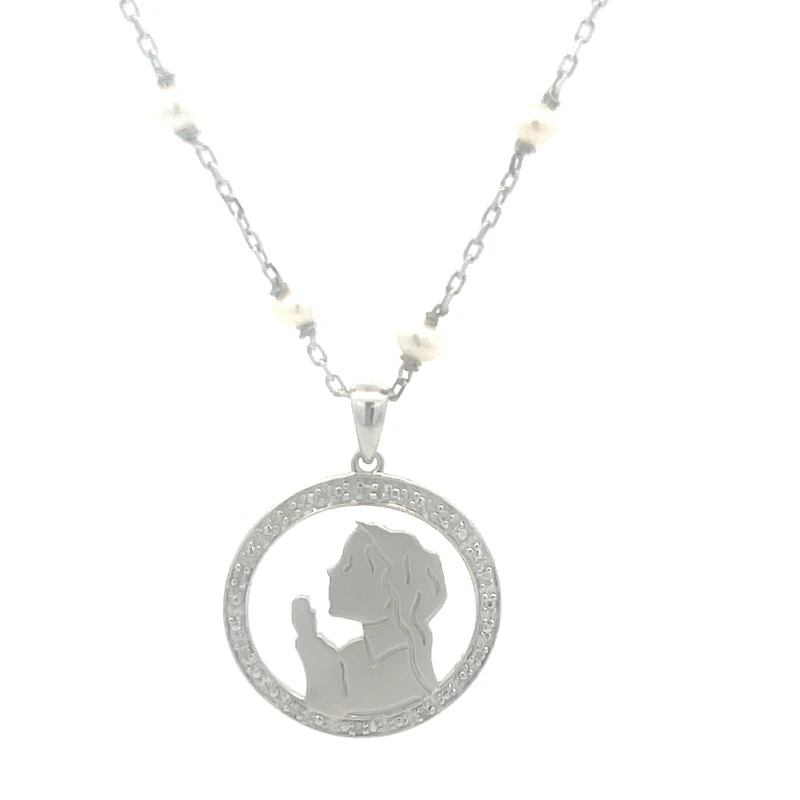 Virgen Nina Pearl and Diamond Necklace