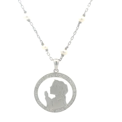 Virgen Nina Pearl and Diamond Necklace