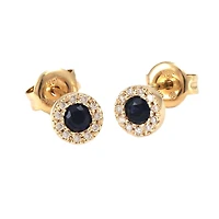 Sapphire and Diamond Yellow Gold Stud Earrings