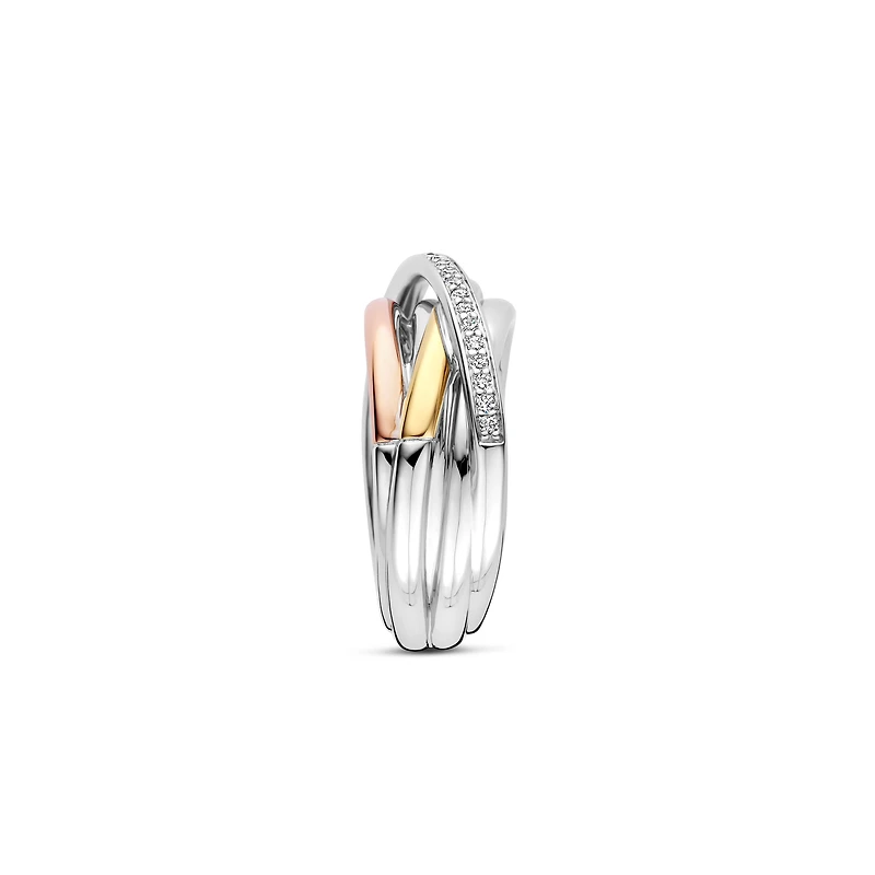 Trinity Three Tone Crossover Wide Ring