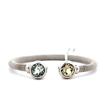 Open Bangle Bracelet with Green and Blue Stones
