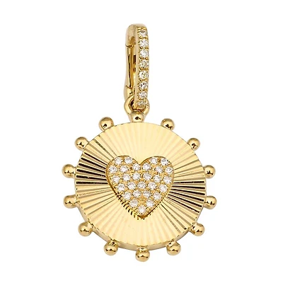 Flutted Heart Diamond Pendant 15MM