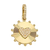 Flutted Heart Diamond Pendant 15MM