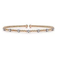 Diamond Dots Rose Gold Beaded Bangle Bracelet