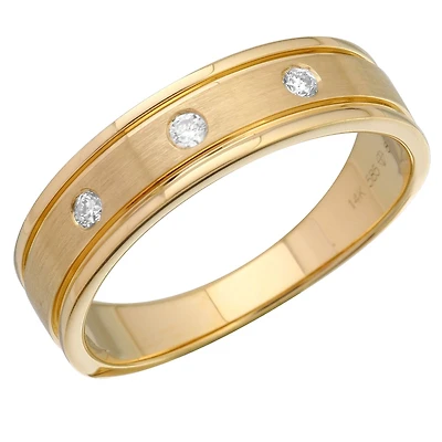 Brushed and Polished Edges Diamond Ring