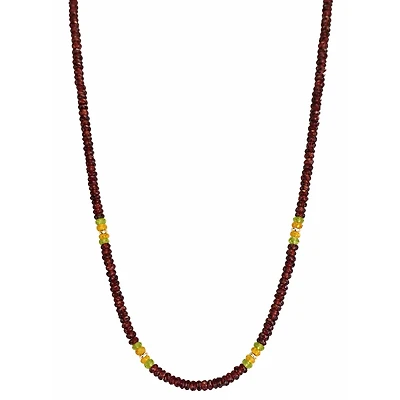 Garnet, Peridot and Orange Sapphire Natural Gemstones Necklace