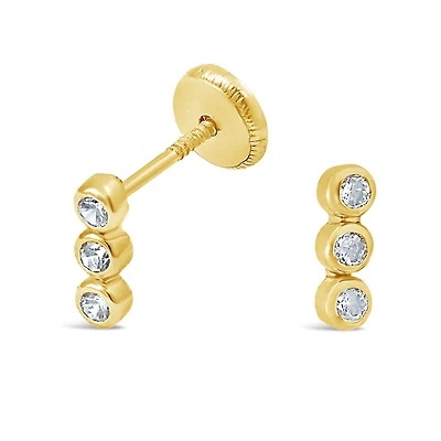 Bezel Zirconia Line Stud Earrings