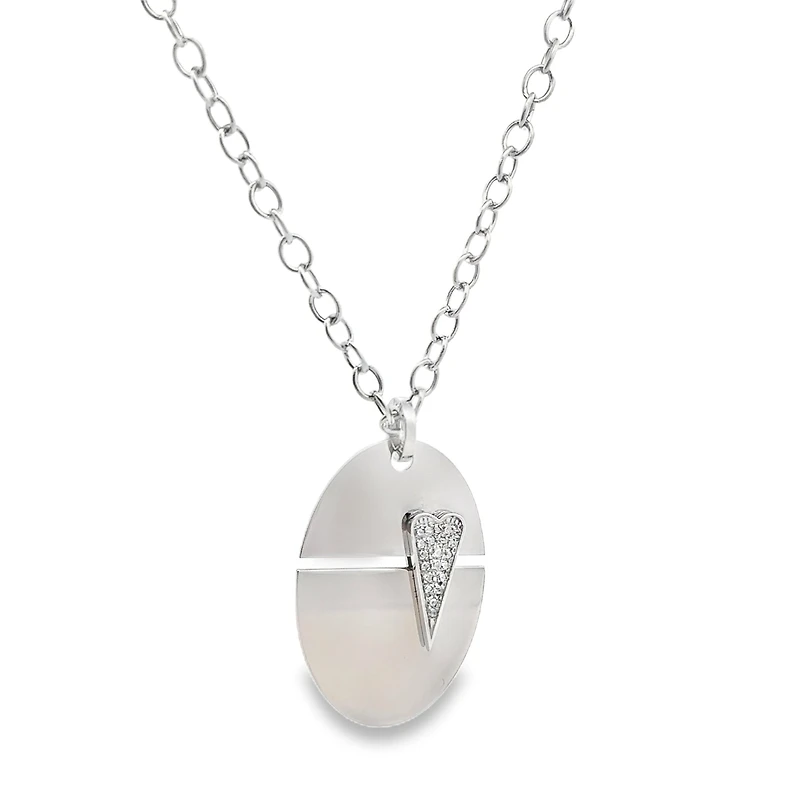 Union Round Medallion Necklace with Diamond Heart