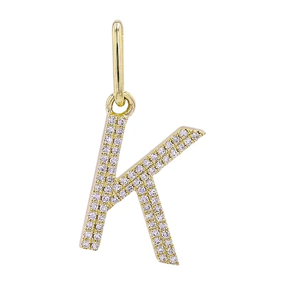 K Initial Double Diamond Line Pendant