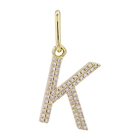 K Initial Double Diamond Line Pendant