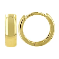 Flat Yellow Gold 12MM Huggie Earrings