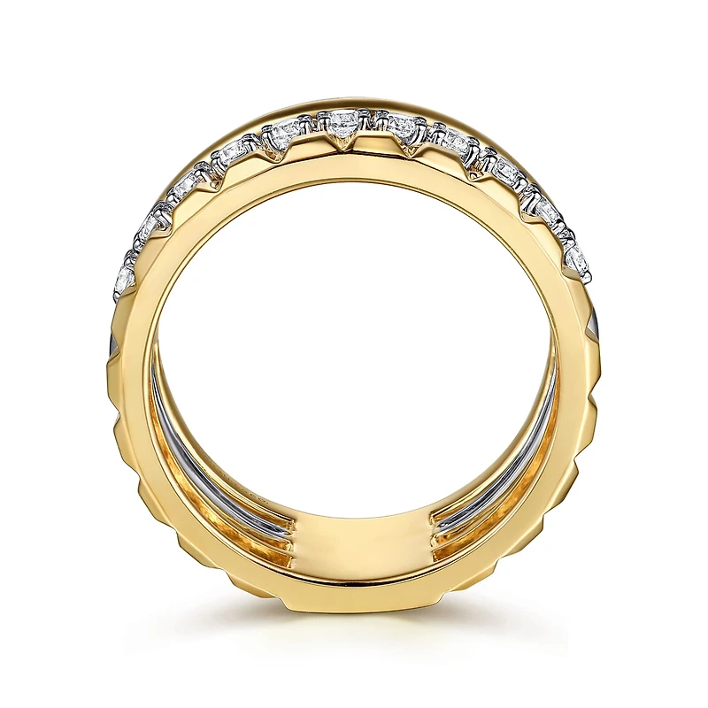 Three Layer Gold and Diamonds Ring