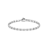Emerald Cut Zirconia Silver Tennis Bracelet