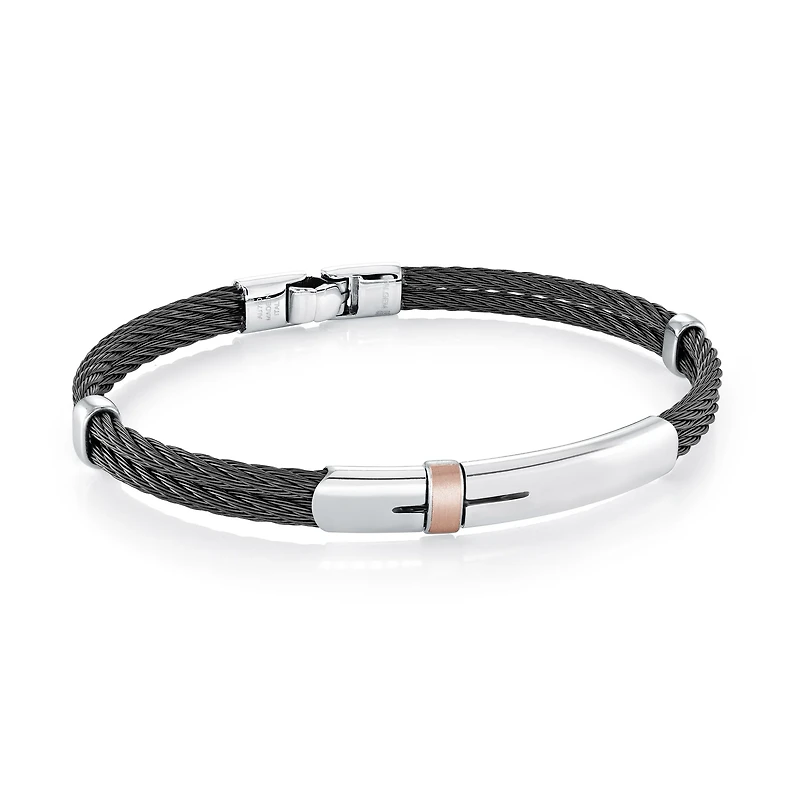 Black IP Steel Plate Cable Bracelet