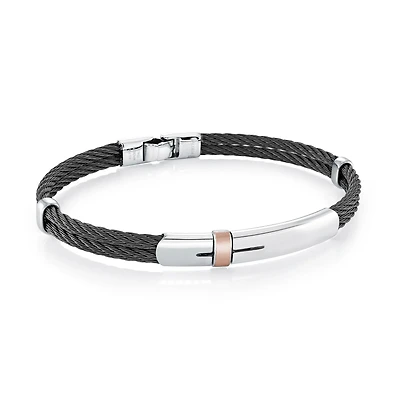 Black IP Steel Plate Cable Bracelet