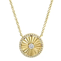 Fluted Circle Diamond Necklace