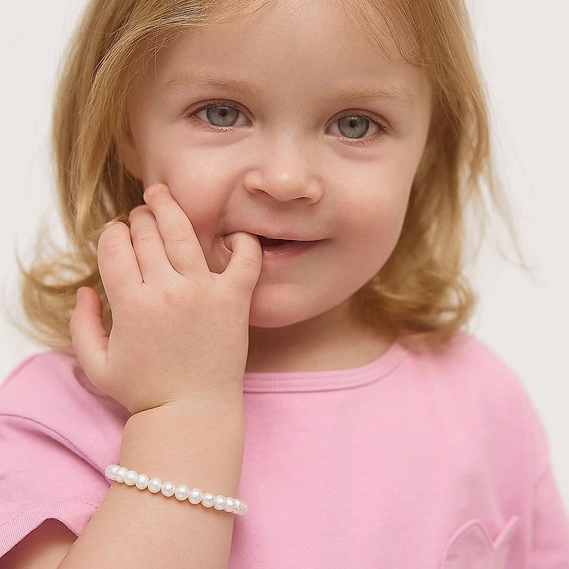 Cultured Pearl Kids Silver Bracelet 5.5''