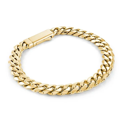 7.7 Curb Link Gold Steel Bracelet